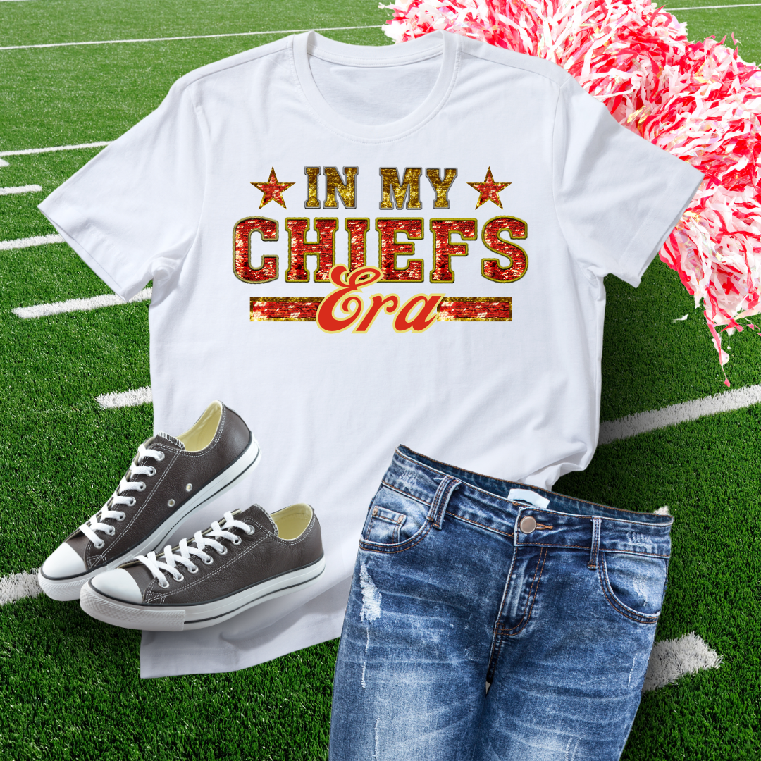 In My Chiefs Era Faux Glitter Embroidery Bleached TShirt