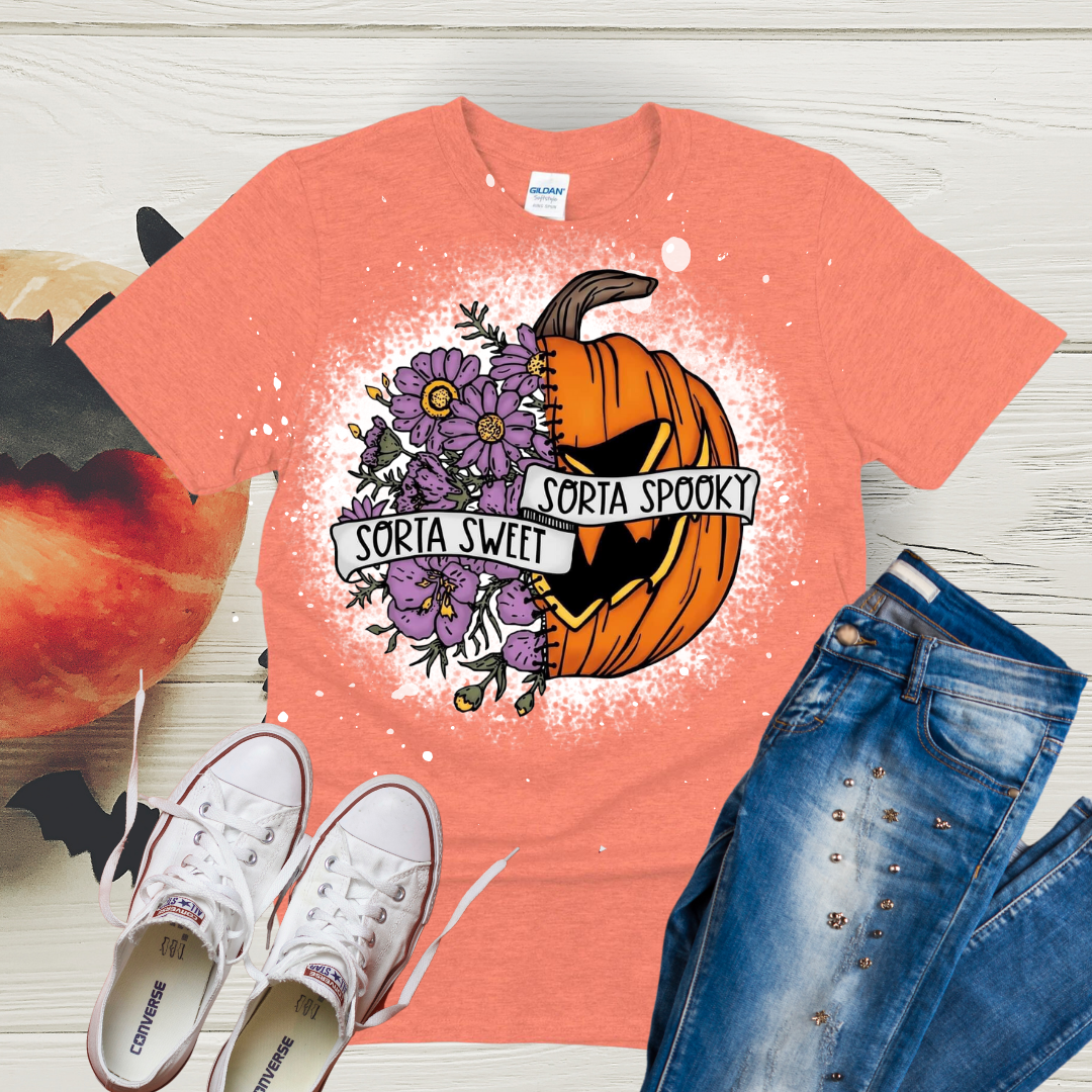 Sorta Sweet, Sorta Spooky Halloween Bleached Tee