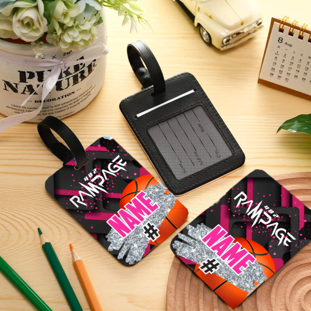 Rampage Basketball Leather Luggage Tag