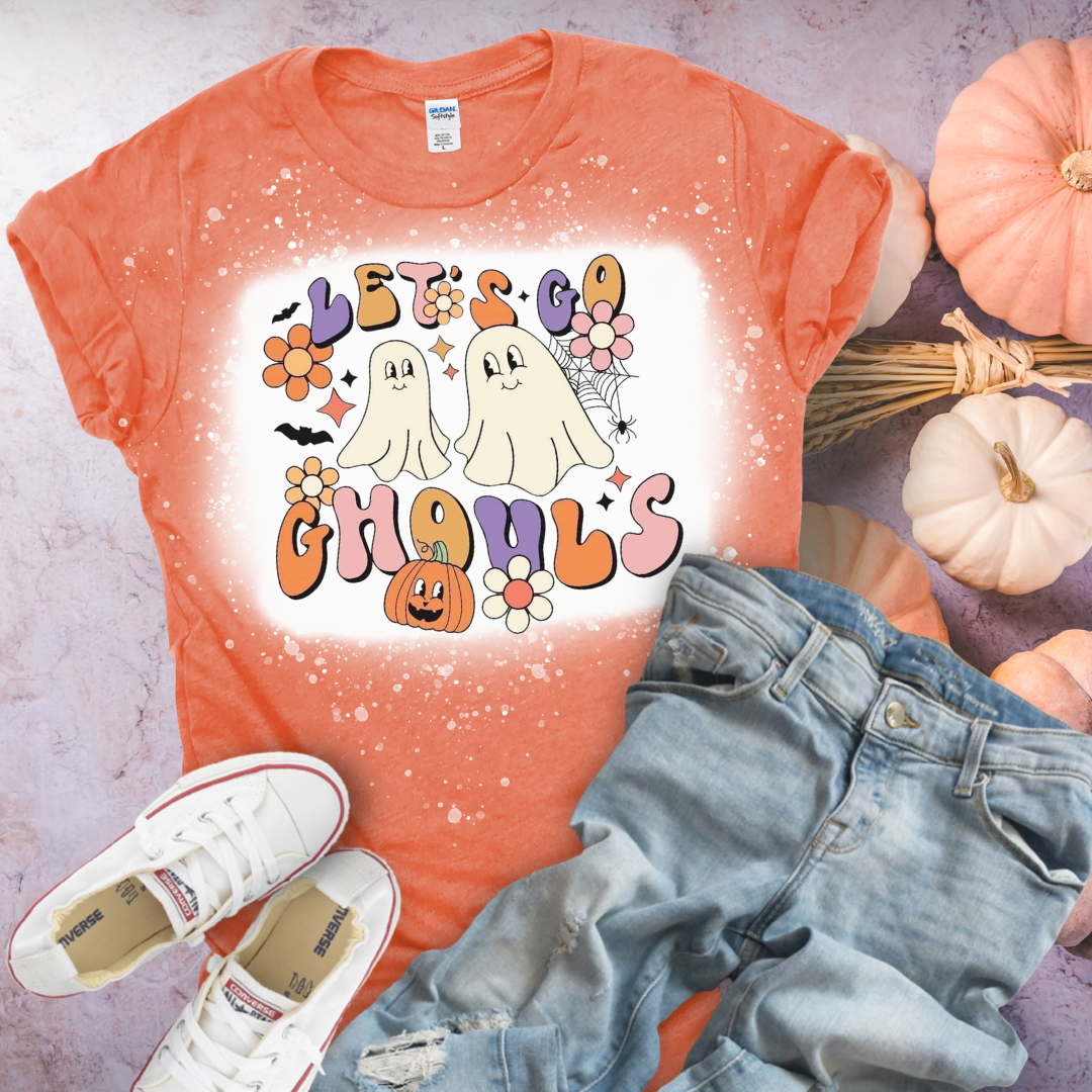 Let's Go Ghouls Halloween Bleached Tee