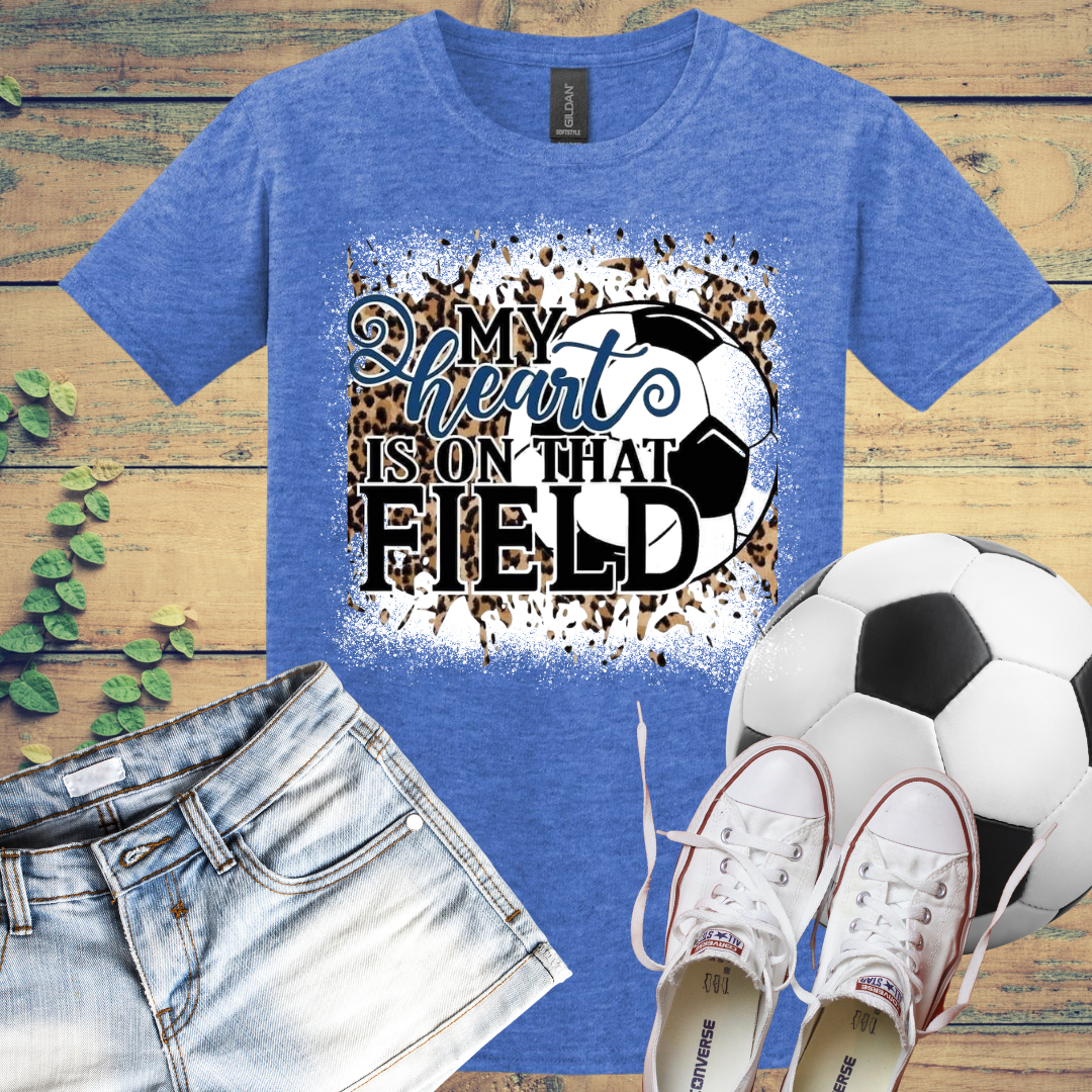 My Heart is on That Soccer Field Bleached T-Shirt
