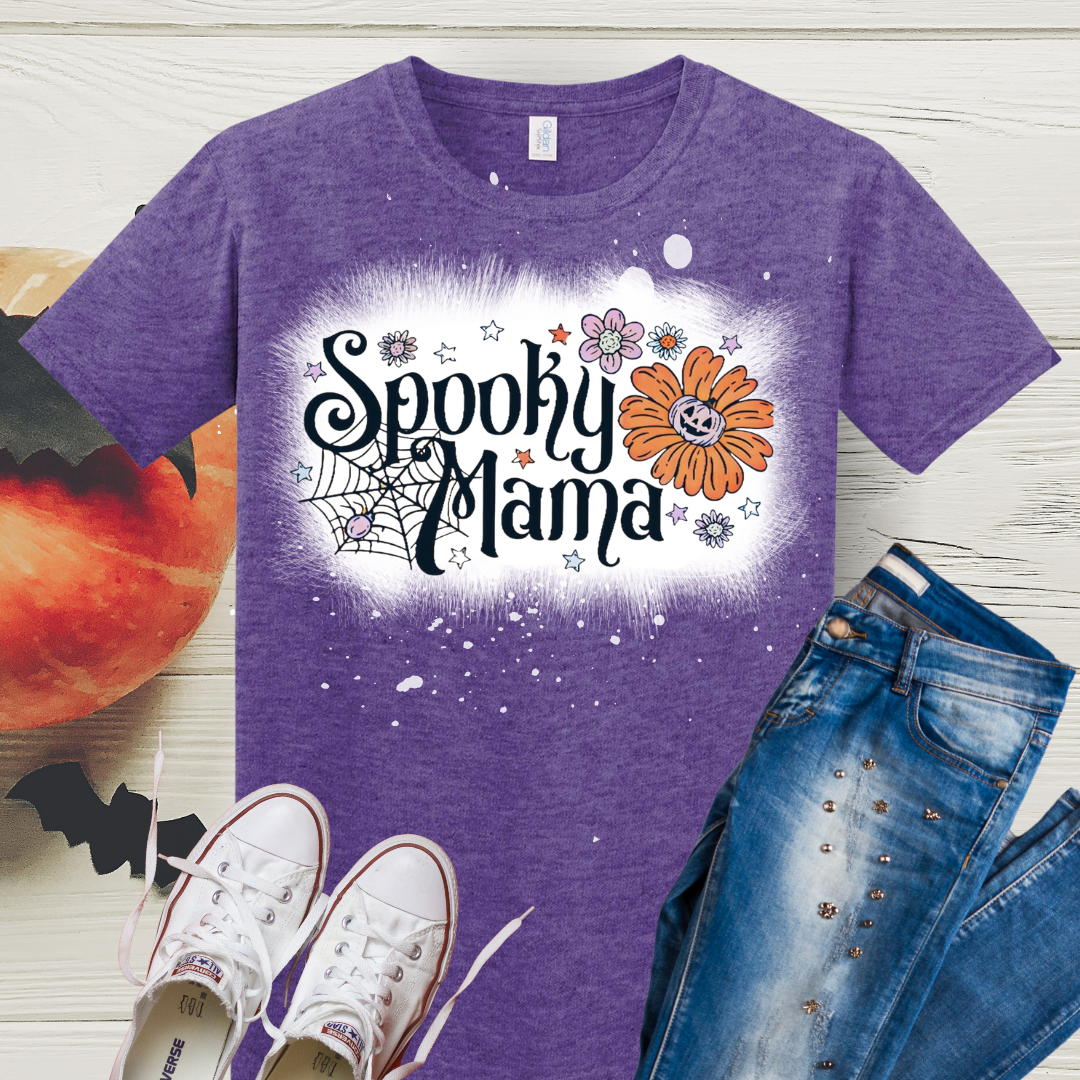 Spooky Mama Halloween Bleached Tee