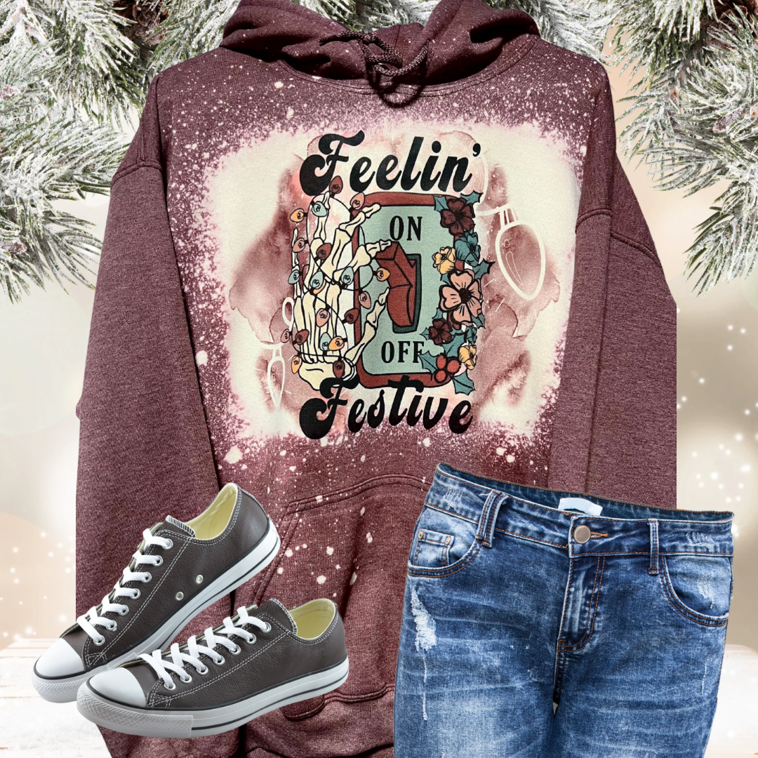 Feeling Festive Bleached Hoodie