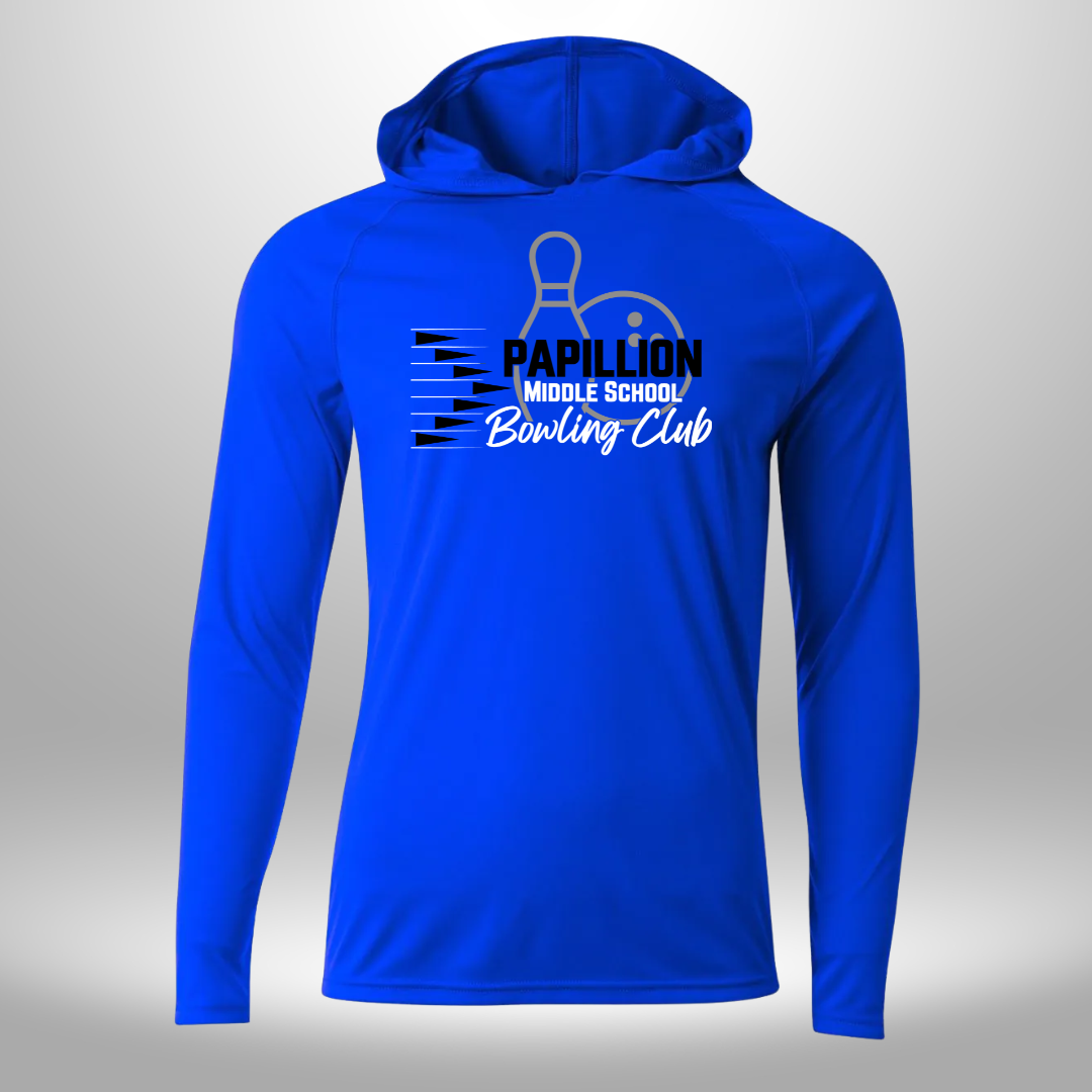 Papillion Middle School Bowling Long Sleeve Performance Hooded T-Shirt