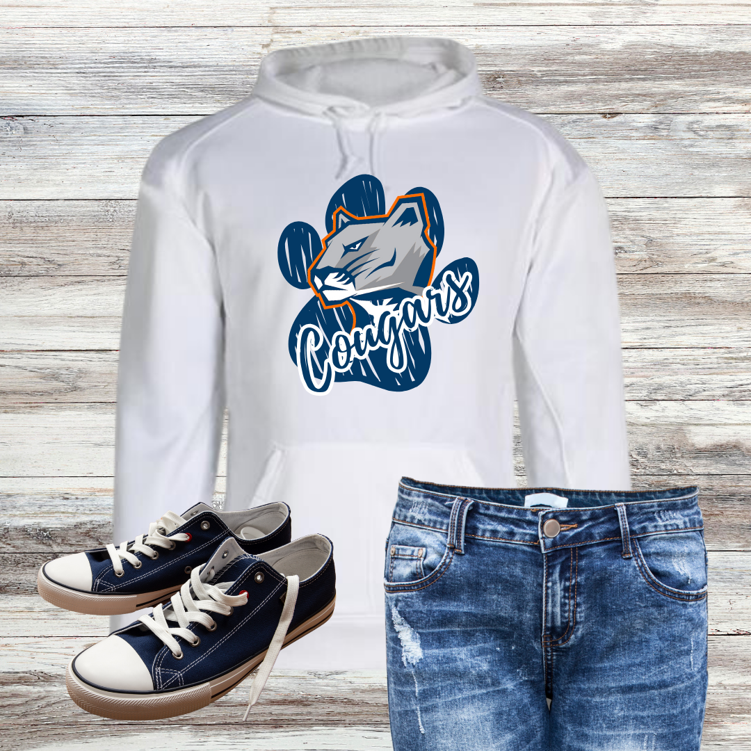 Gross Catholic Cougars Doodle Paw Print Script Logo Performance Hoodie