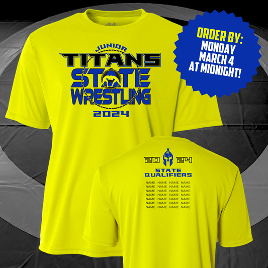 Jr. Titans 2024 State Wrestling Performance T-Shirt