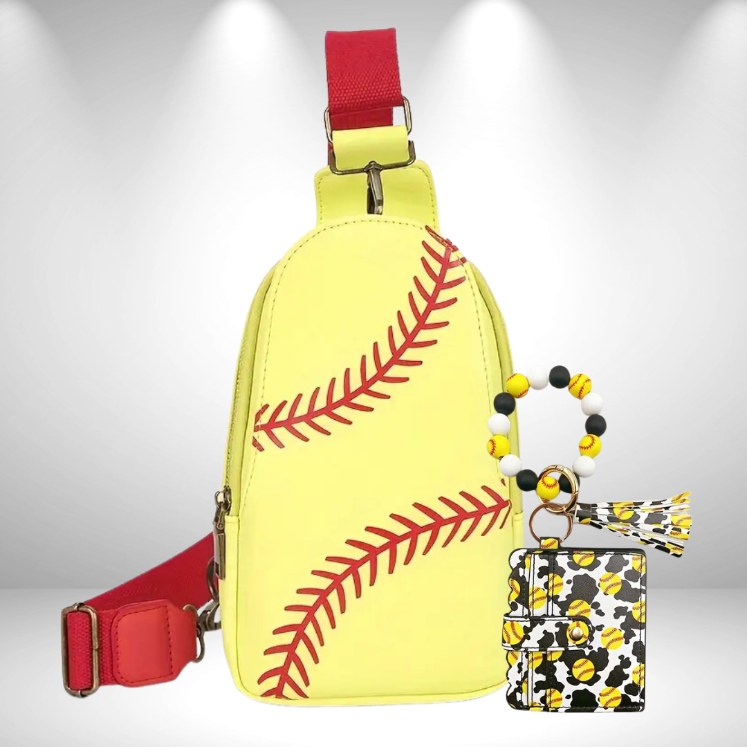 Softball Crossbody With Beaded Wallet