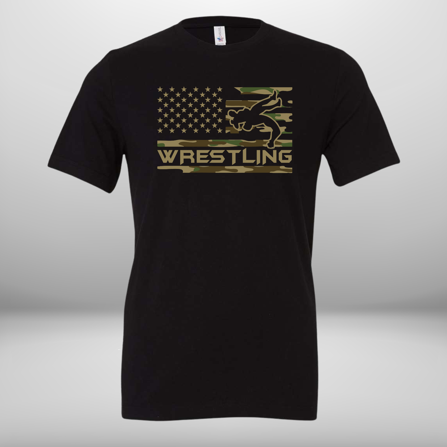 Camo American Flag Wrestling T-Shirt