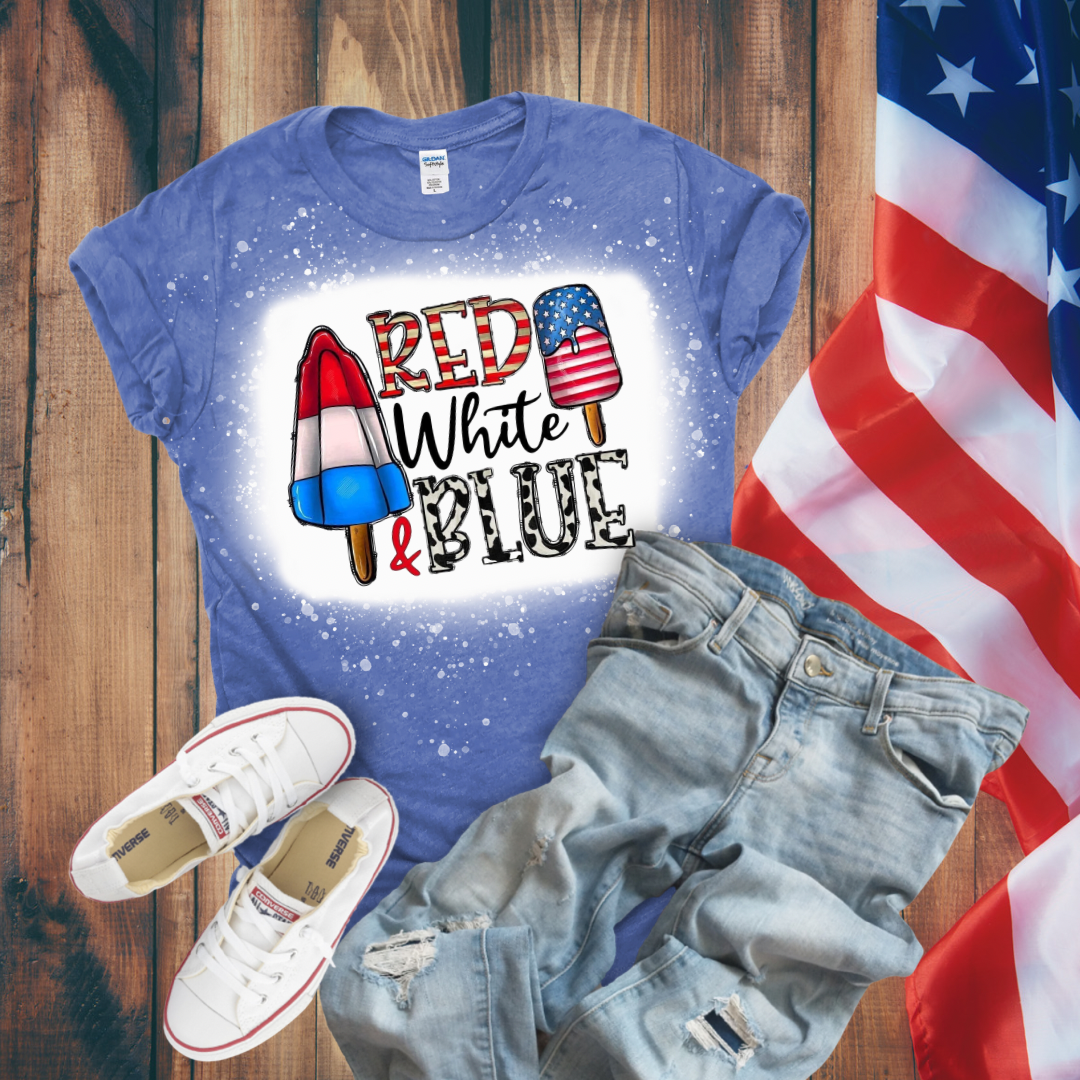Red, White, & Blue Popsicle Bleached T-Shirt