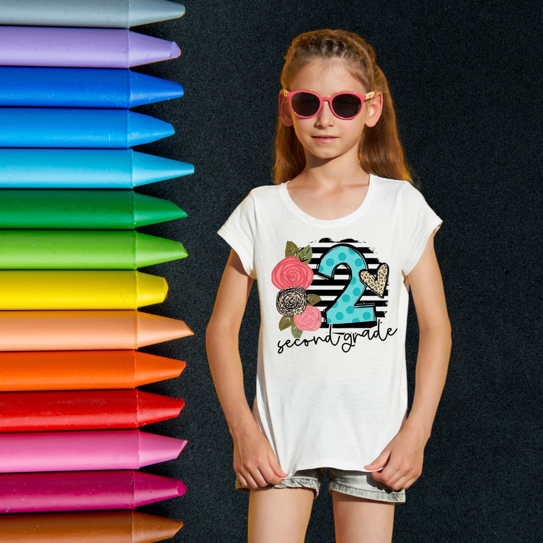 Elementary School Grade Floral Youth T-Shirt