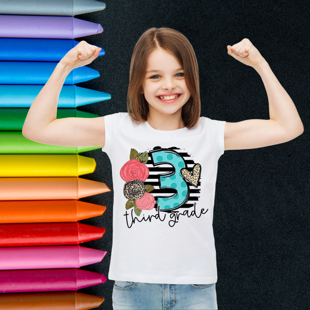 Elementary School Grade Floral Youth T-Shirt