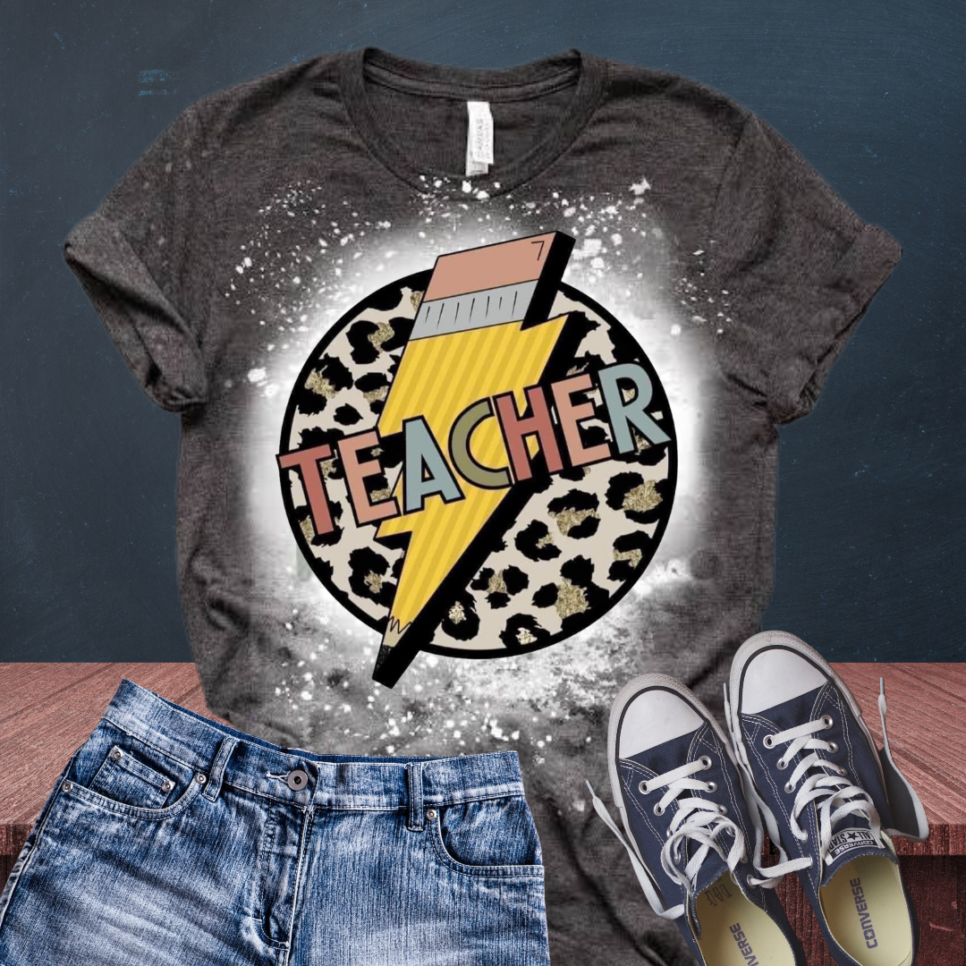 Leopard Teacher Bleached T-Shirt