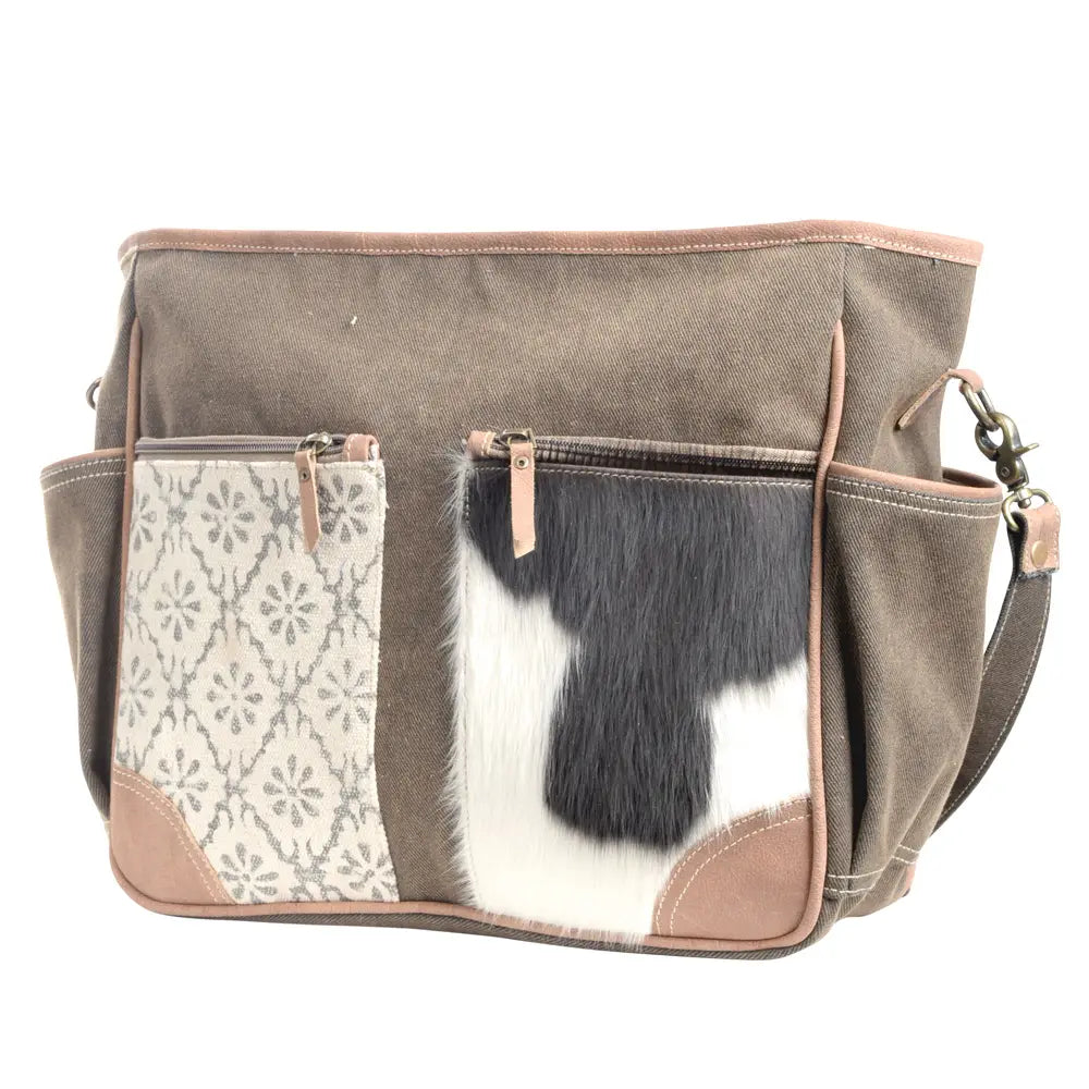 Canvas & Recycled Rug with Cowhide Crossbody