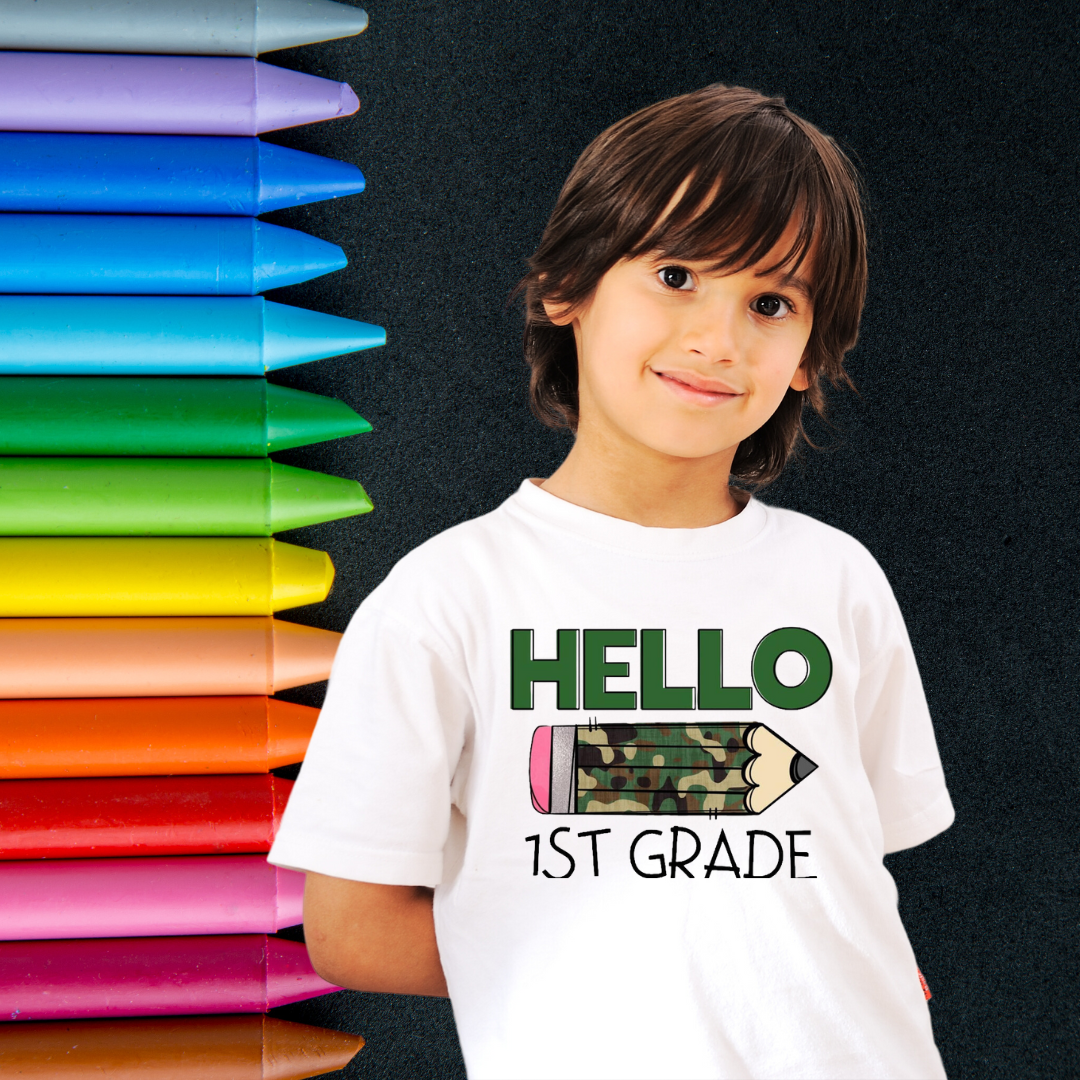 Elementary School Grade Camo Pencil Youth T-Shirt