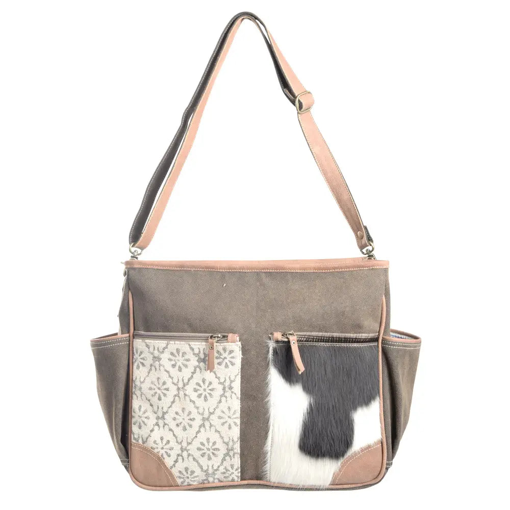 Canvas & Recycled Rug with Cowhide Crossbody