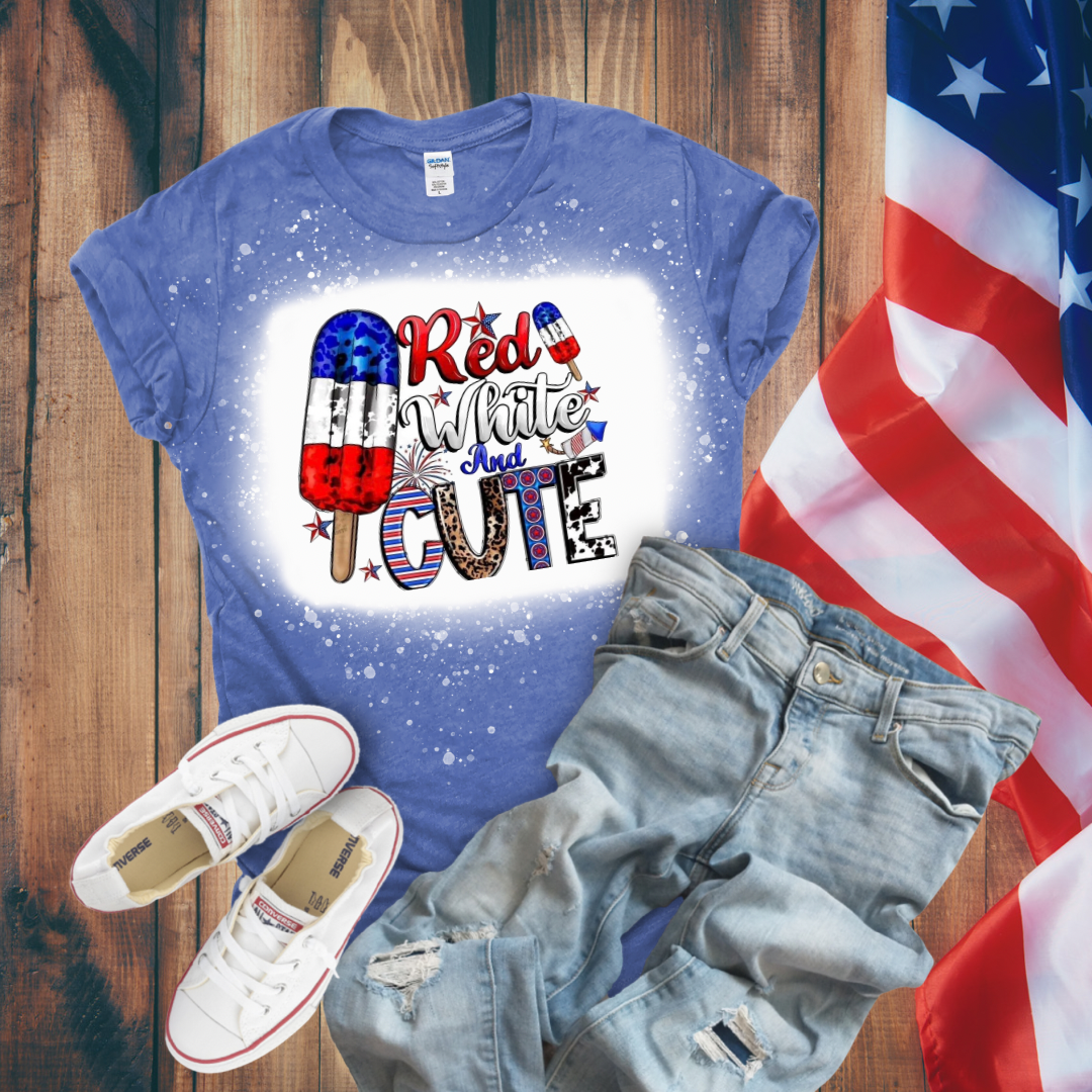 Red, White, & Cute Bleached T-Shirt