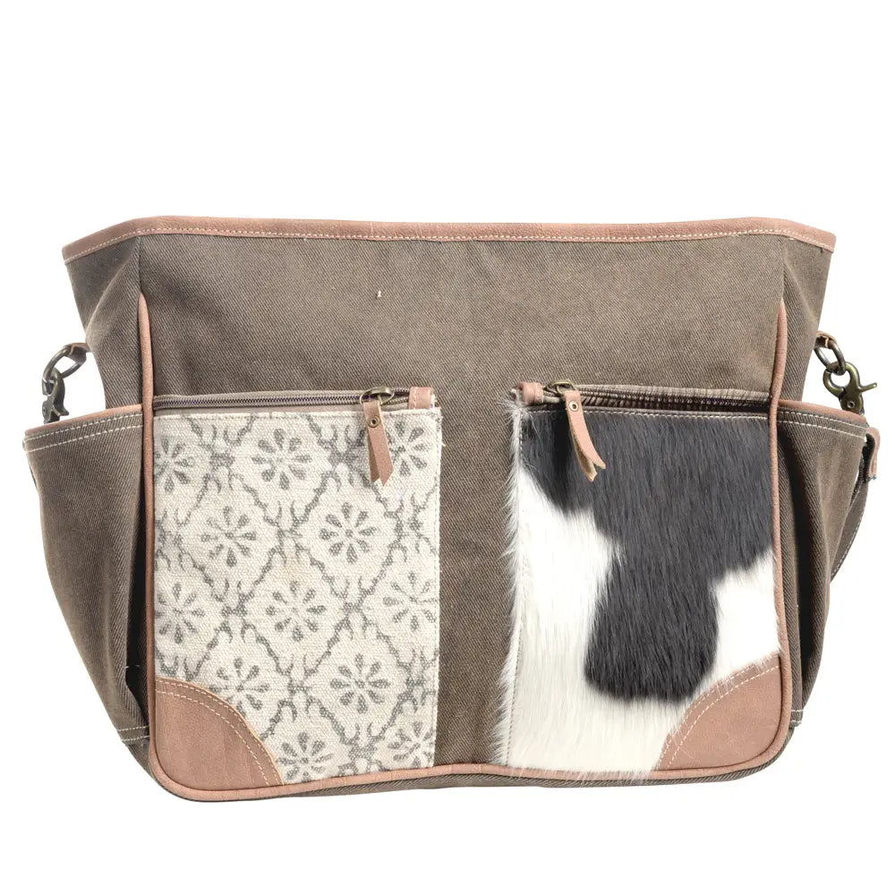 Canvas & Recycled Rug with Cowhide Crossbody