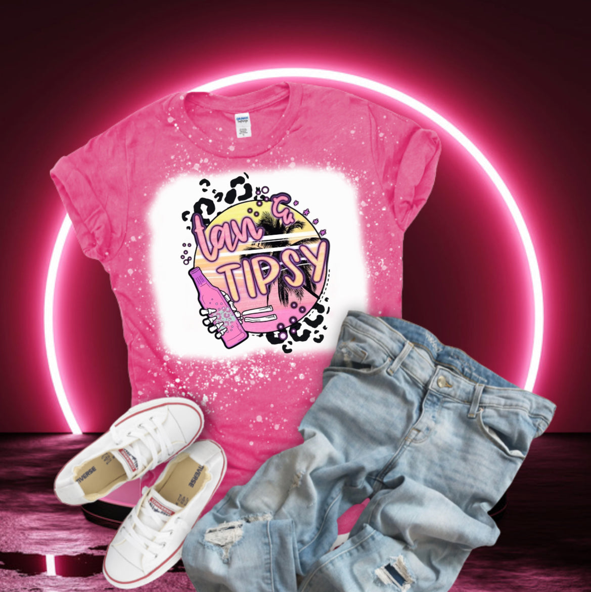 Tan and Tipsy Bleached T-Shirt
