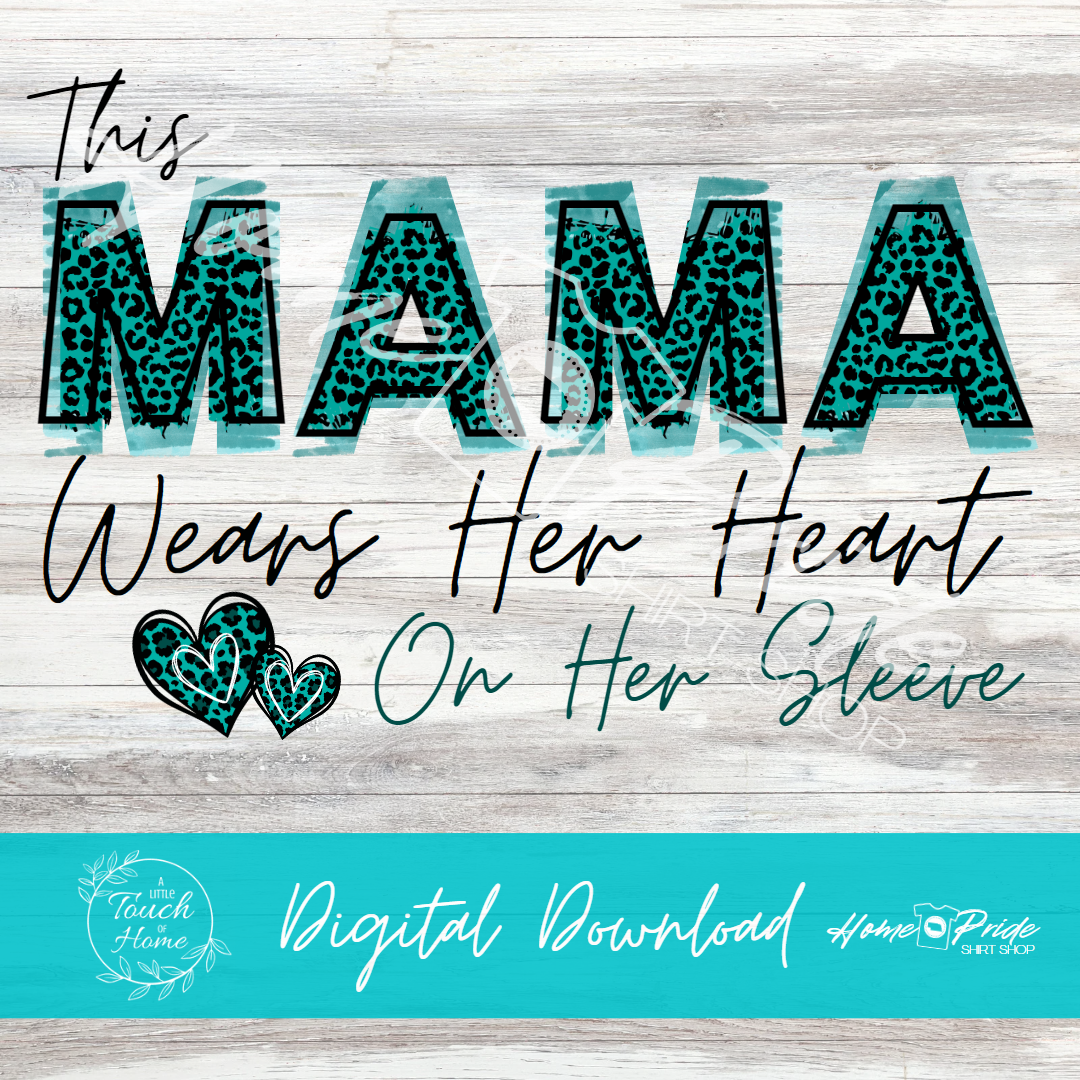 Heart On My Sleeve Turquoise Leopard Complete 8 Sublimation Image Bundle