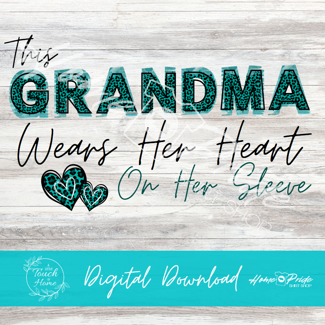 Heart On My Sleeve Turquoise Leopard Complete 8 Sublimation Image Bundle