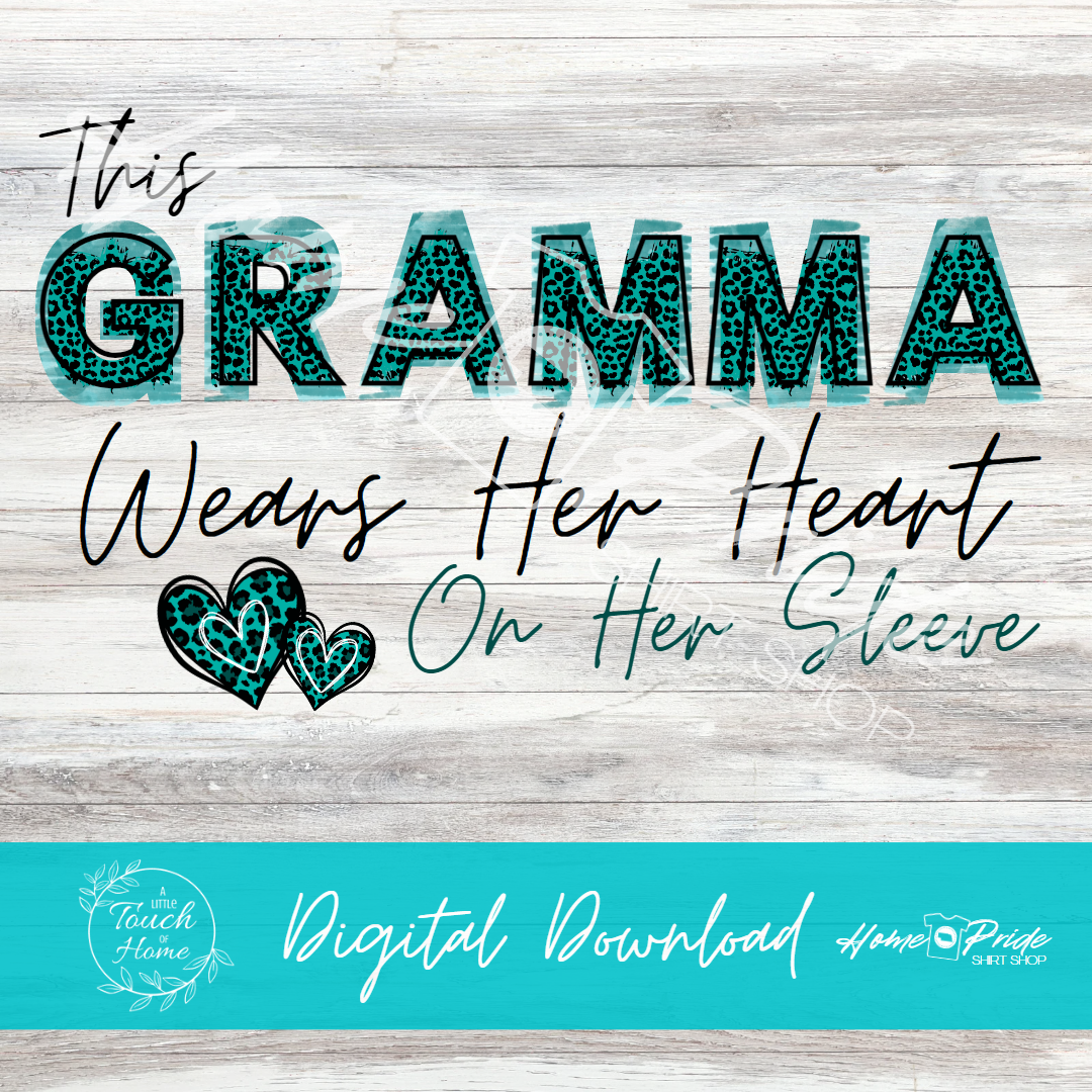 Heart On My Sleeve Turquoise Leopard Complete 8 Sublimation Image Bundle
