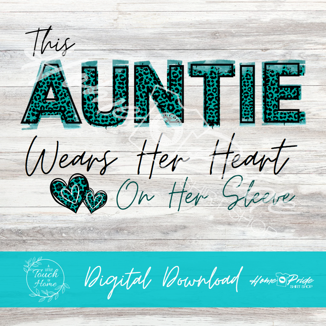 Heart On My Sleeve Turquoise Leopard Complete 8 Sublimation Image Bundle