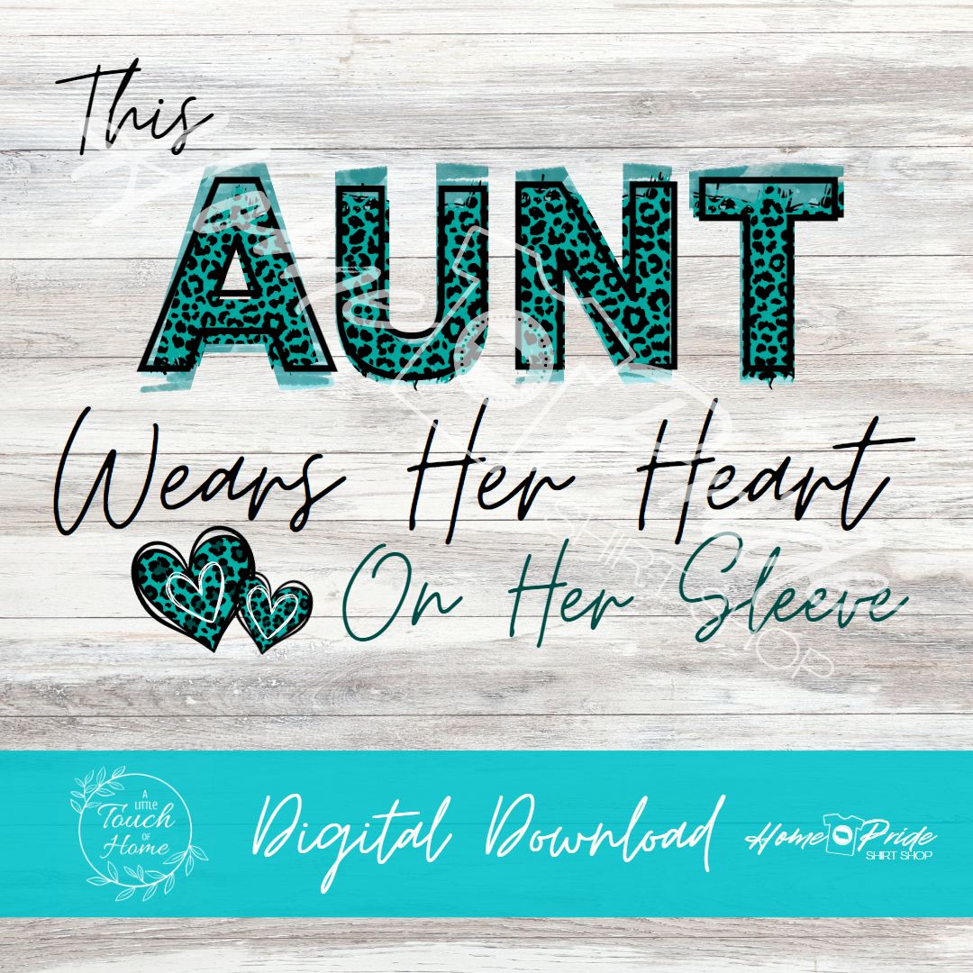 Heart On My Sleeve Turquoise Leopard Complete 8 Sublimation Image Bundle