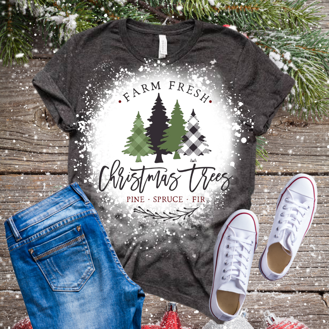 Farm Fresh Christmas Trees Bleached T-Shirt