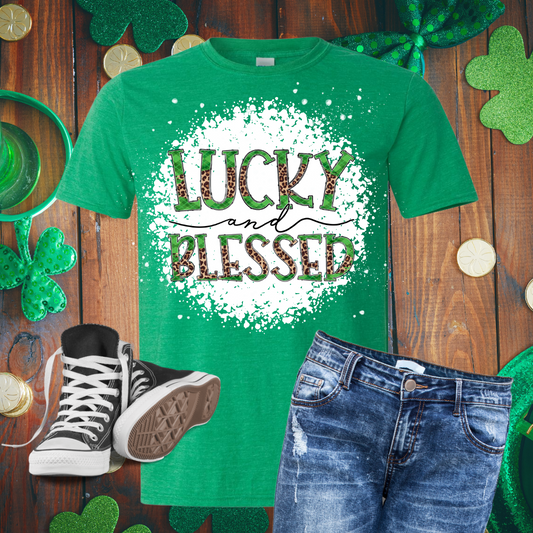 Lucky And Blessed Bleached T-Shirt