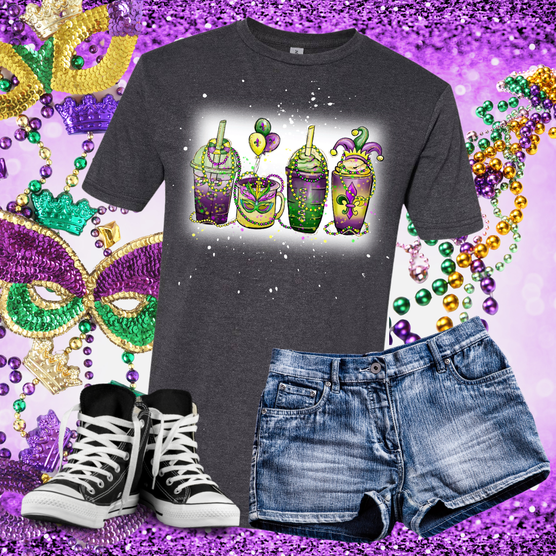 Mardis Gras Coffees Bleached T-Shirt