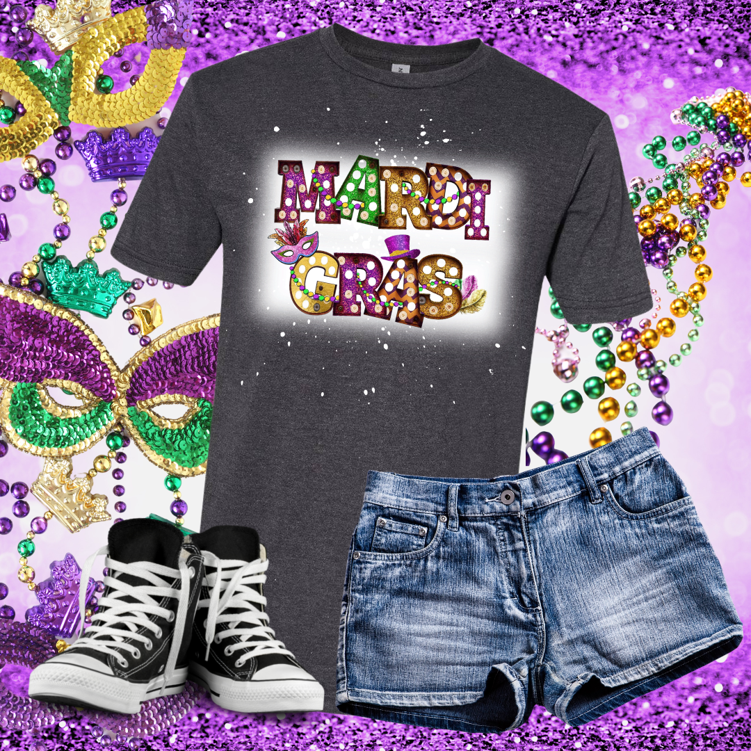 Mardis Gras Showtime Bleached T-Shirt
