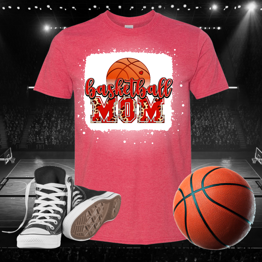 Papio Heat Basketball Mom With Ball & Heart Bleached T-Shirt