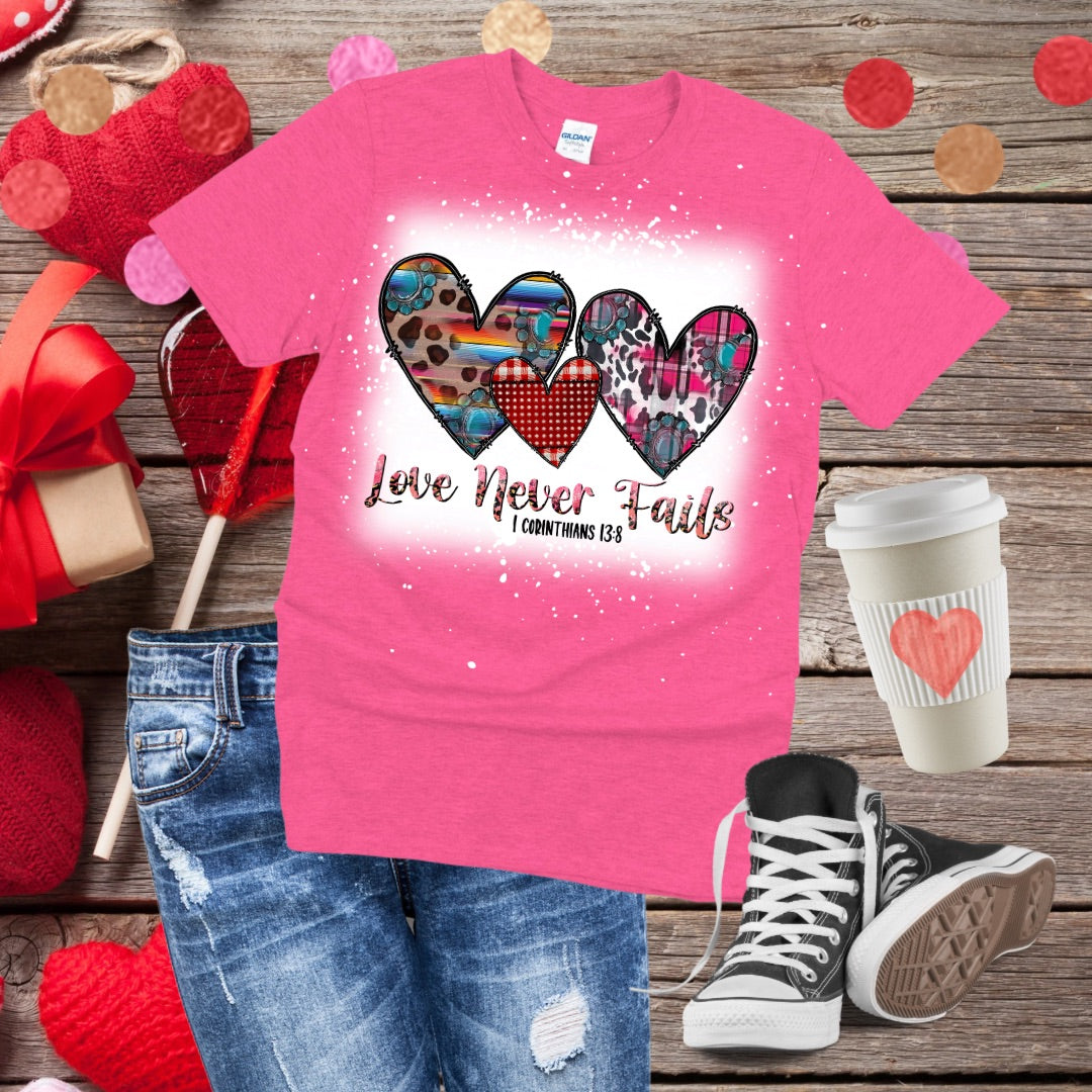 Love Never Fails Bleached T-Shirt