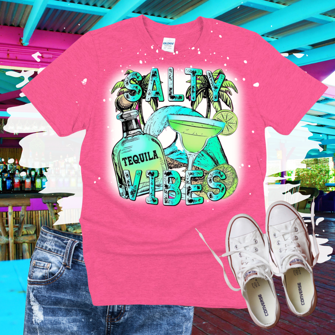 Salty Vibes Tequila Bleached T-Shirt