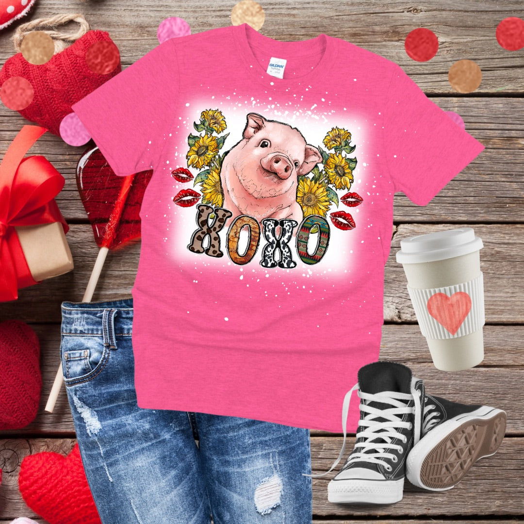 XOXO Pig Bleached T-Shirt