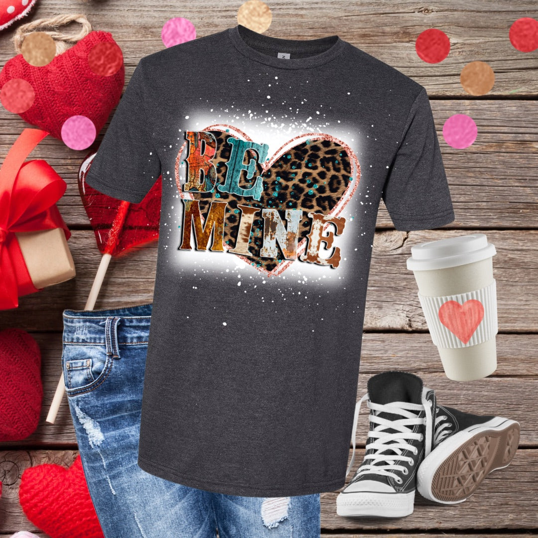 Be Mine Leopard Heart Bleached T-Shirt