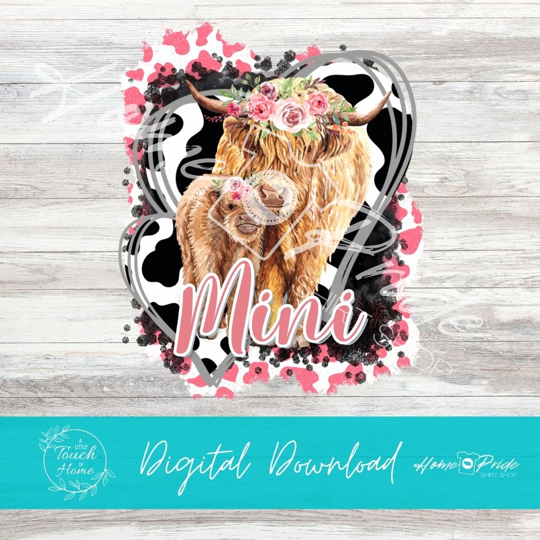 Mama & Mini Matching Highland Cow Complete Sublimation Image Bundle