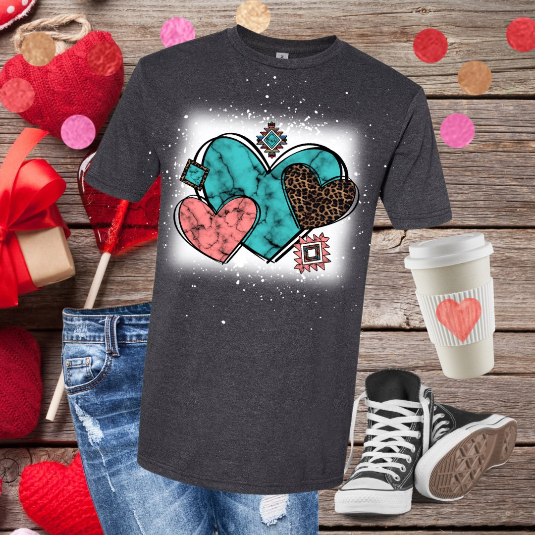 Leopard Hearts Bleached T-Shirt