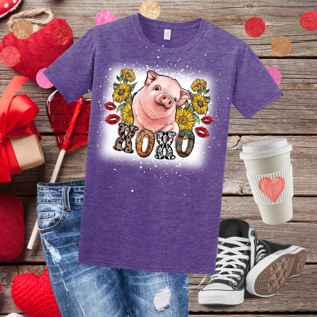 XOXO Pig Bleached T-Shirt