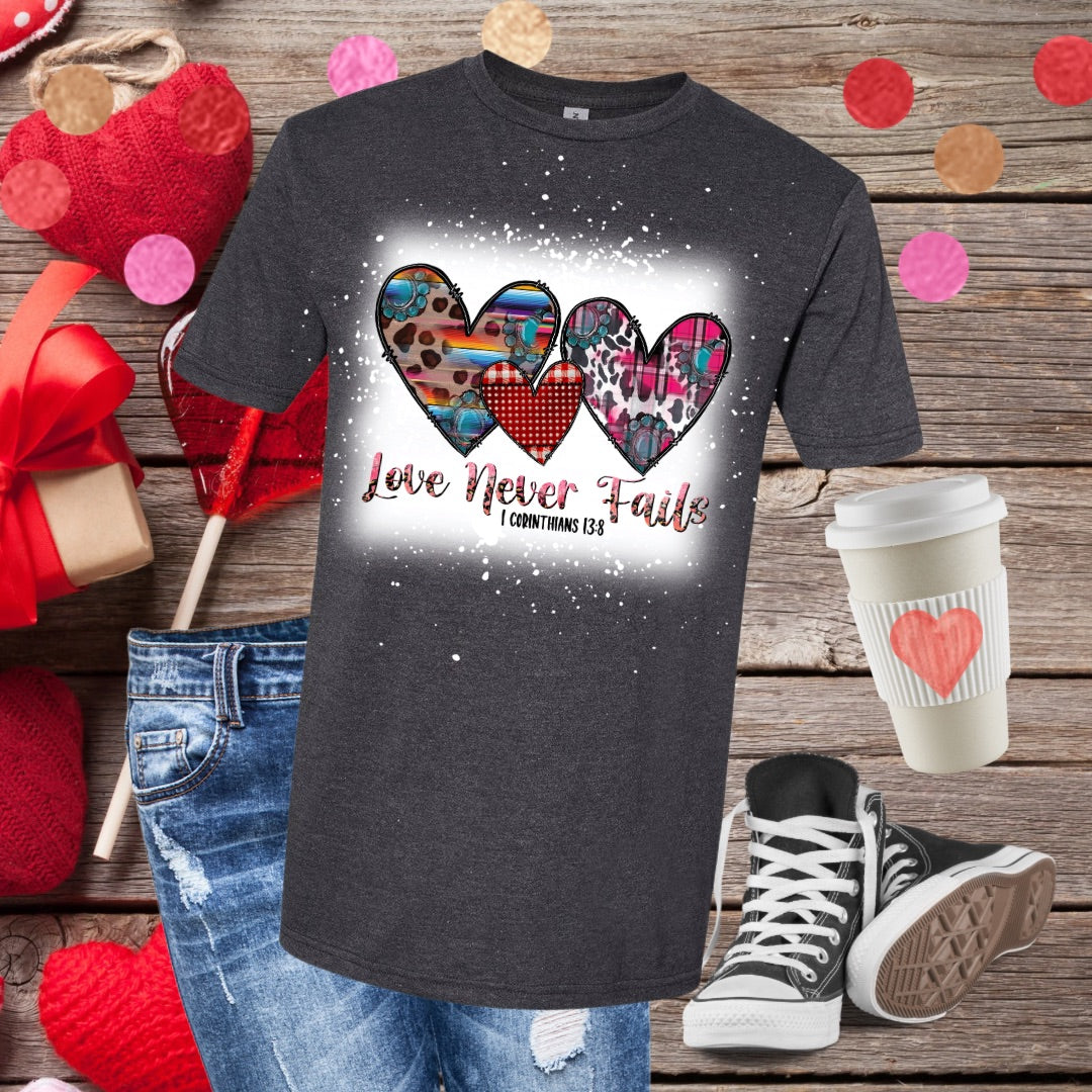 Love Never Fails Bleached T-Shirt