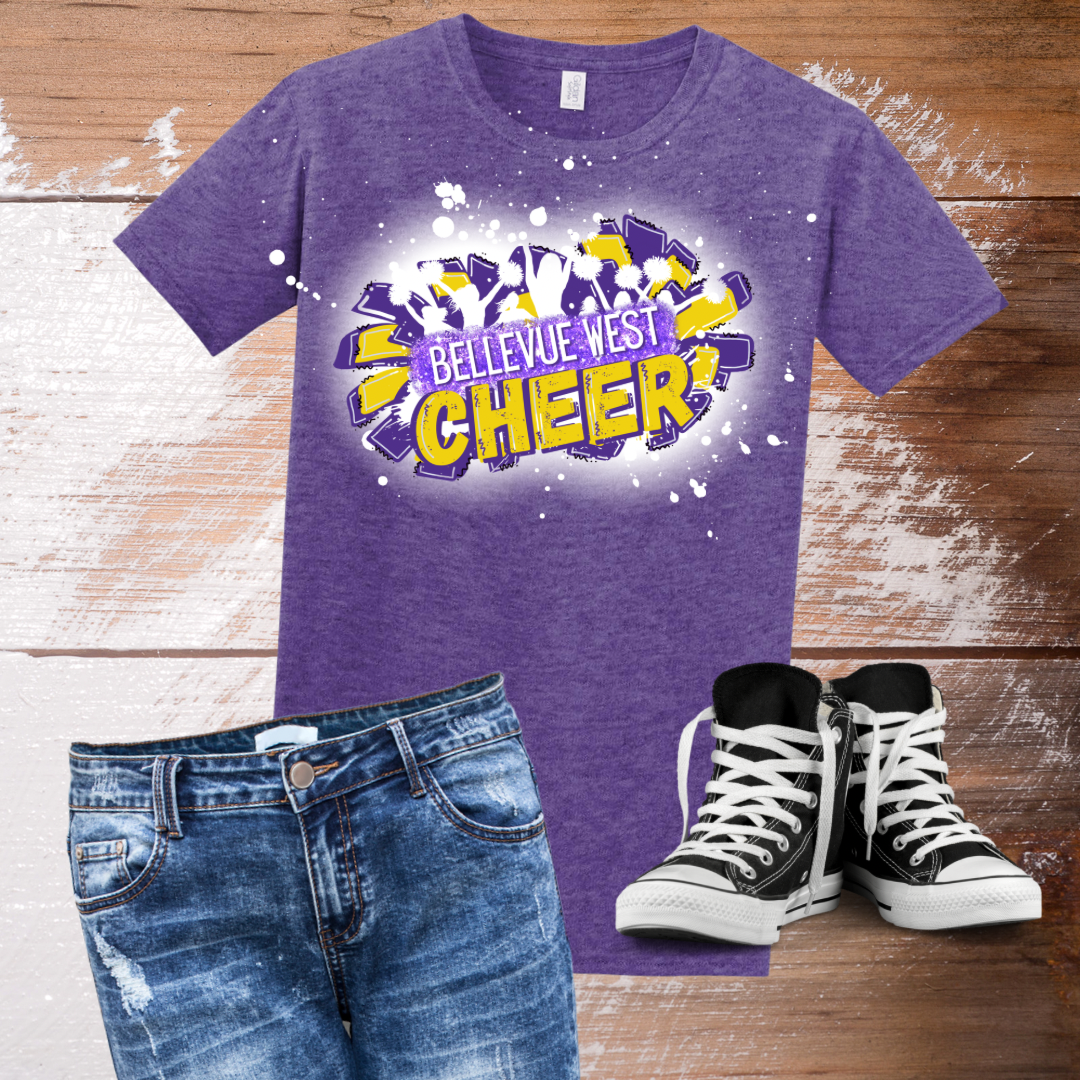 Bellevue West Thunderbirds Cheerleaders Bleached T-Shirt