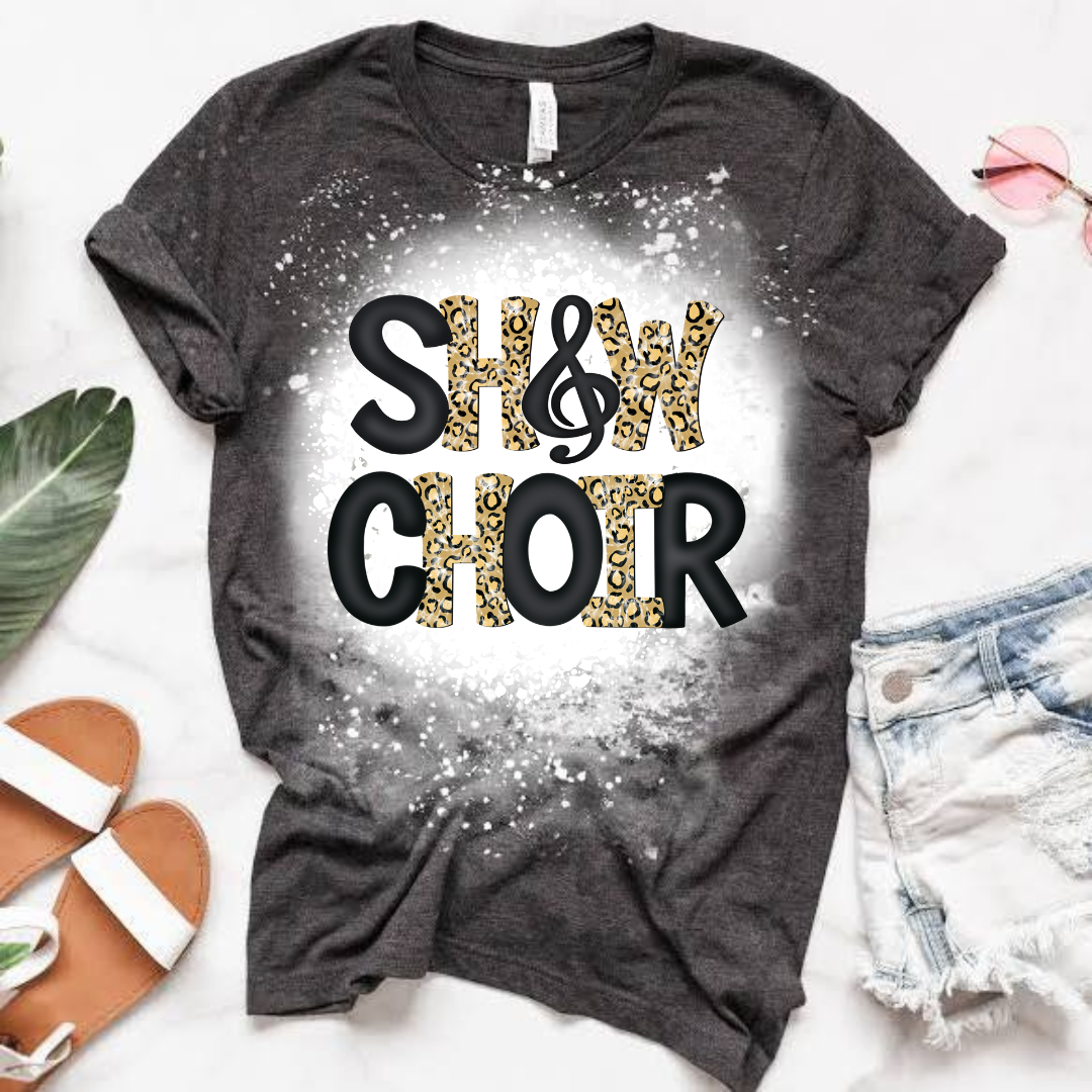 Leopard Print Show Choir Bleached T-Shirt