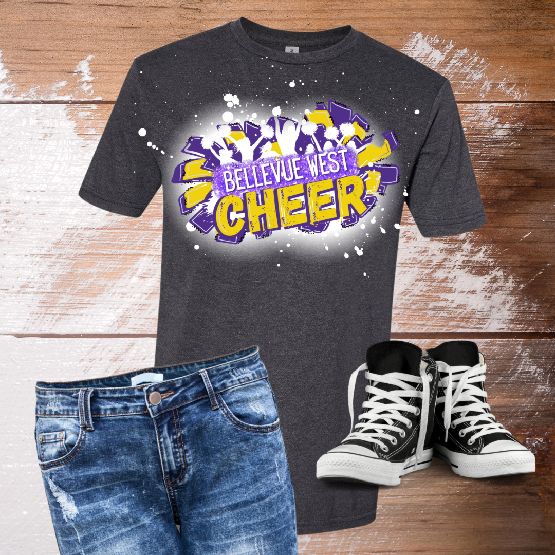 Bellevue West Thunderbirds Cheerleaders Bleached T-Shirt