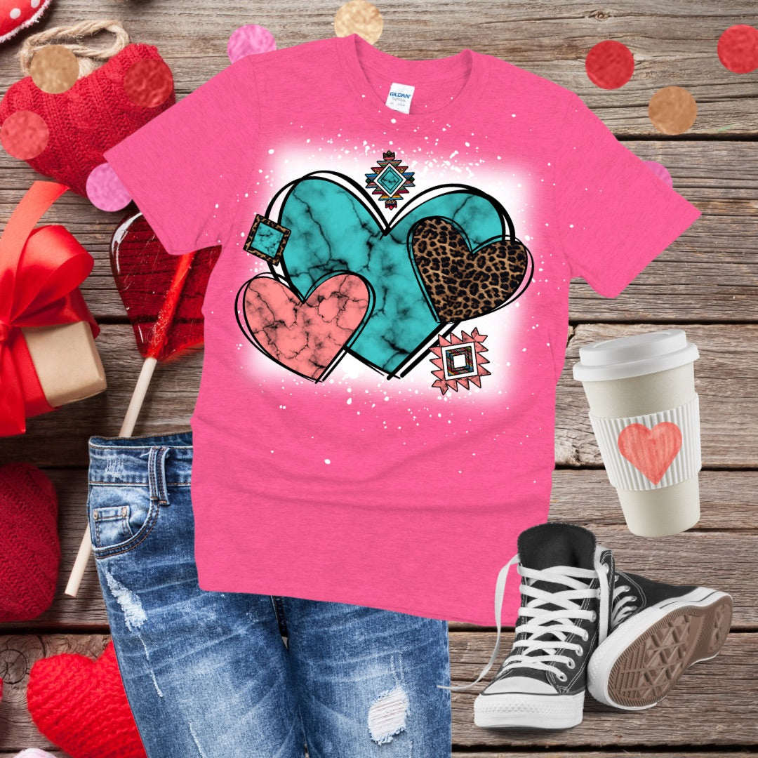 Leopard Hearts Bleached T-Shirt