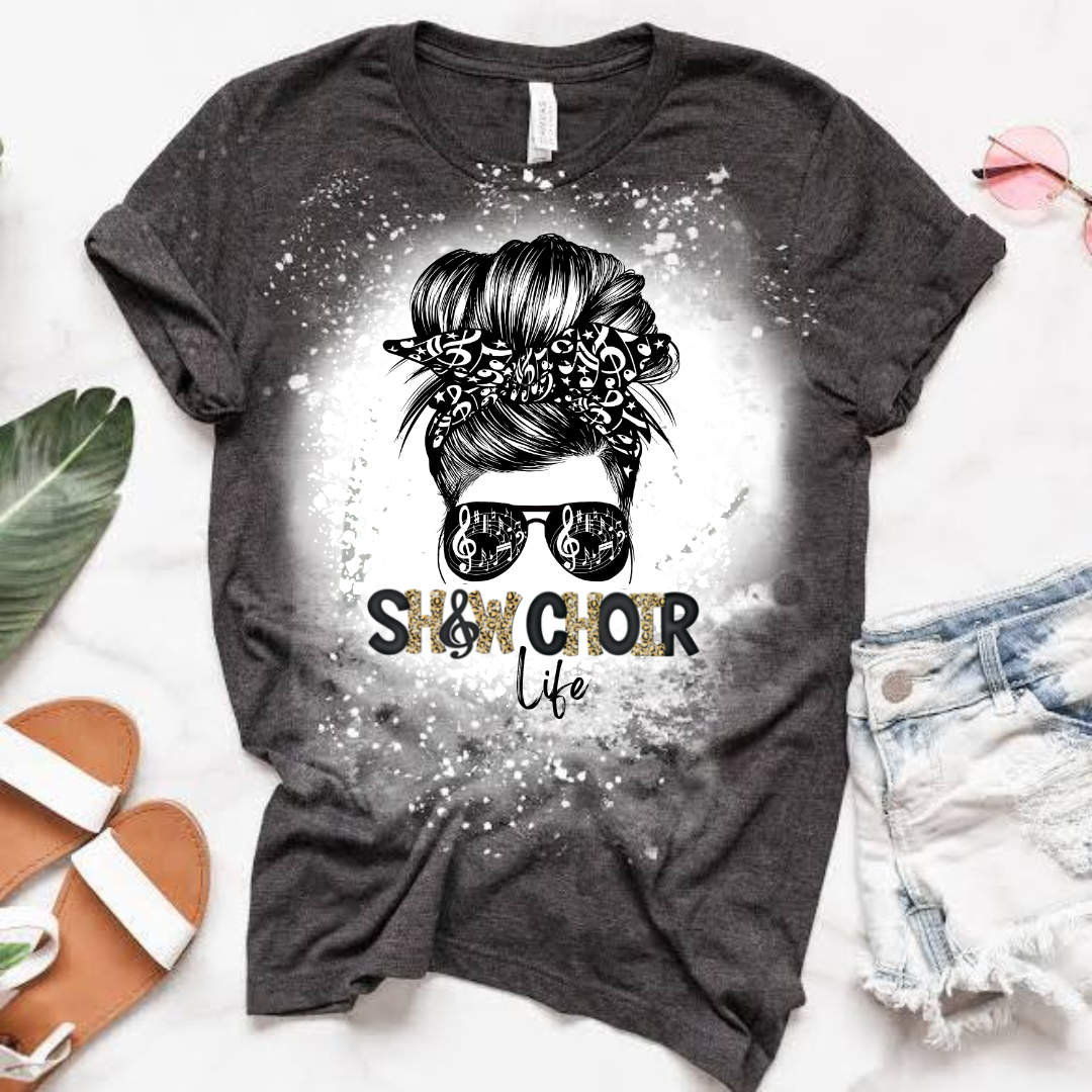 Show Choir Life Messy Bun Bleached T-Shirt