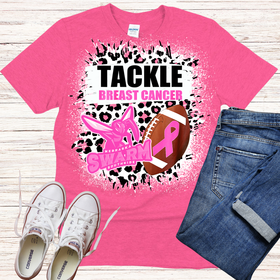 Swarm Tackle Breast Cancer Bleached Tee