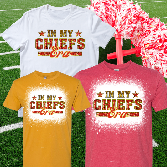 In My Chiefs Era Faux Glitter Embroidery Bleached TShirt