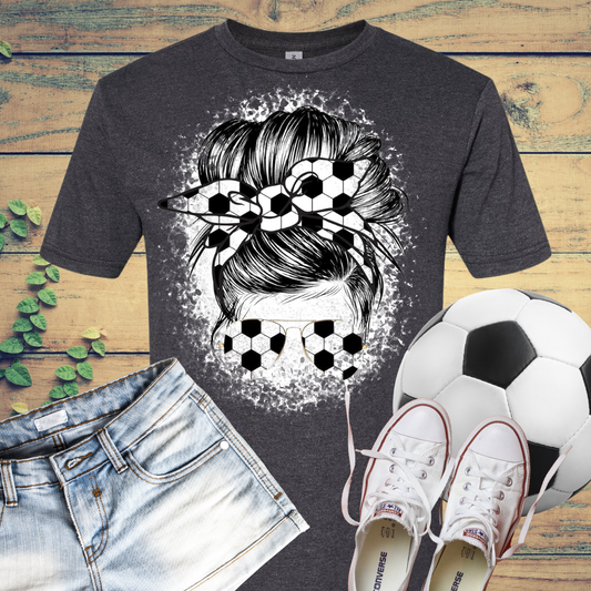 Messy Bun Soccer Mom Bleached T-Shirt