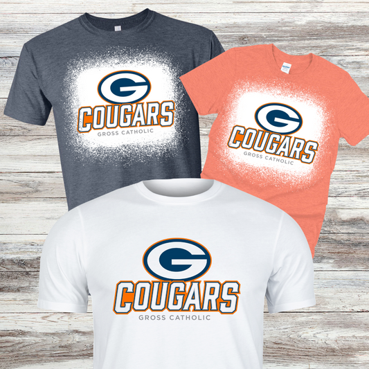 Gross Catholic Cougars G Logo Bleached Shirt
