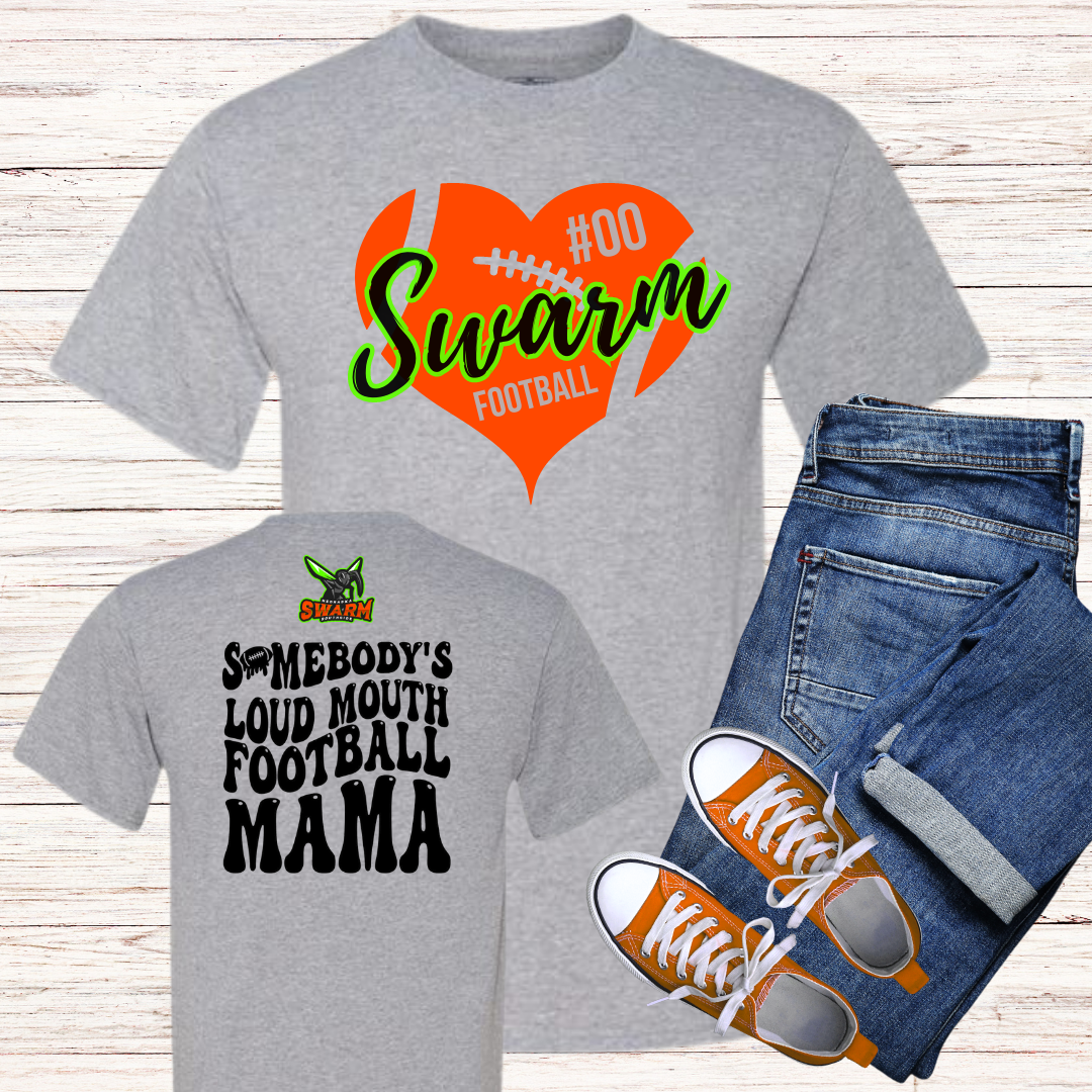 Somebody's Loudmouth Swarm Football Mama Softstyle Tee